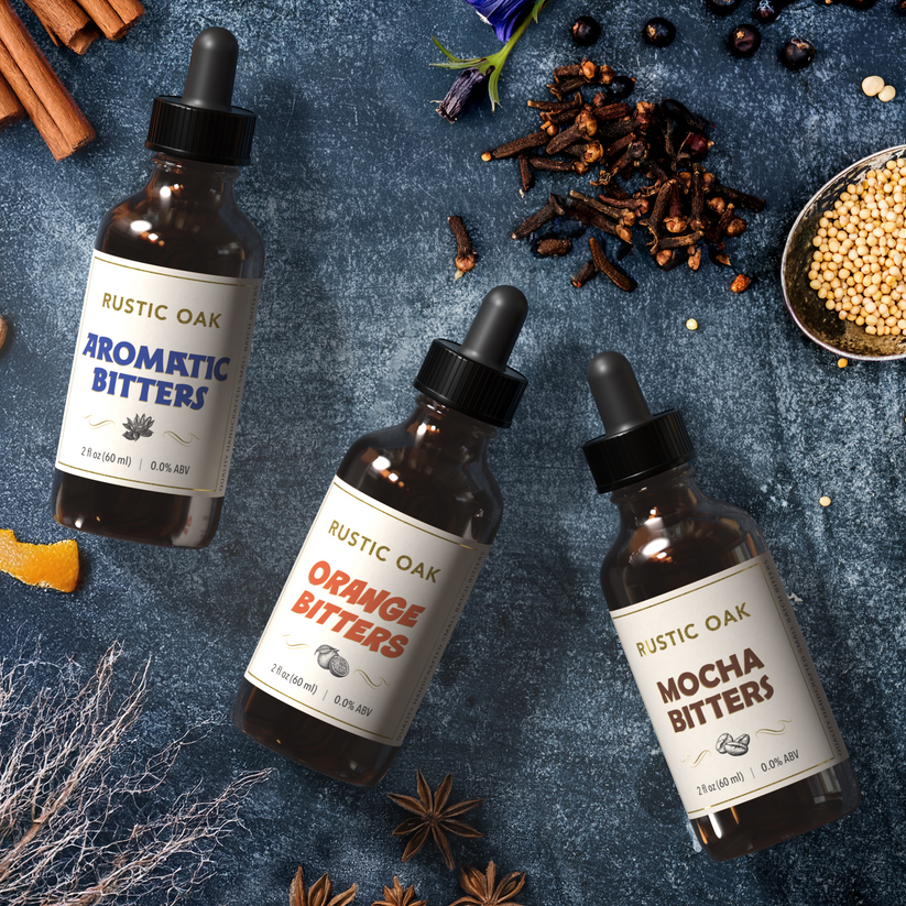 Non-Alcoholic Cocktail Bitters Set | Rustic Oak